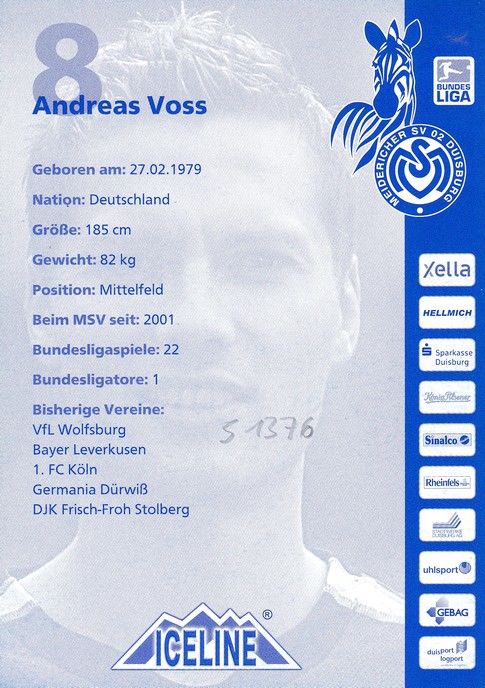 Autogramm Fussball | MSV Duisburg | 2005 | Andreas VOSS