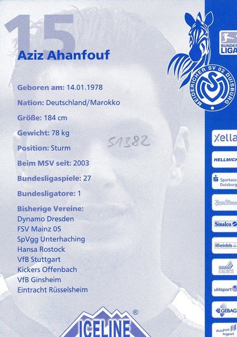 Autogramm Fussball | MSV Duisburg | 2005 | Aziz AHANFOUF