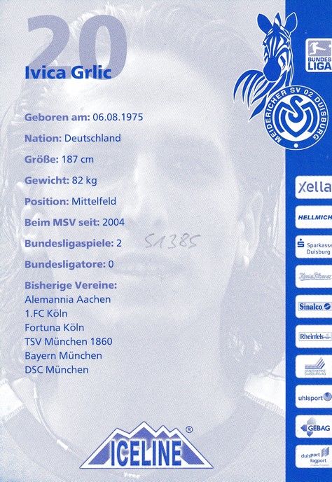 Autogramm Fussball | MSV Duisburg | 2005 | Ivica GRLIC