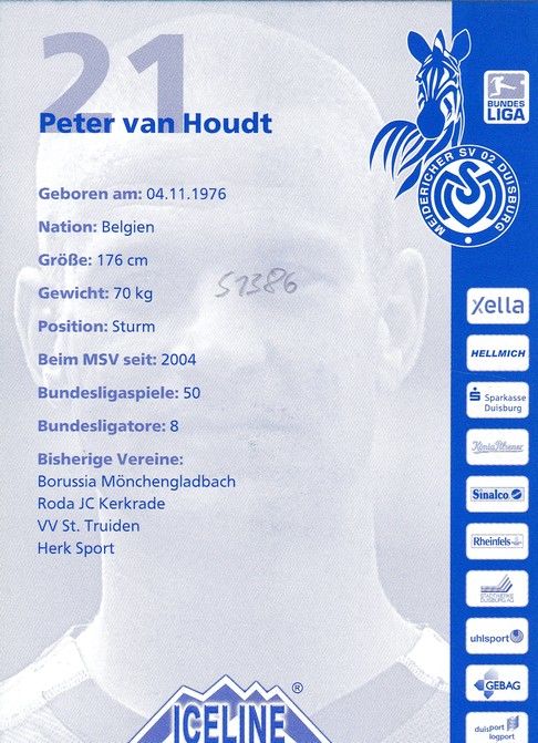 Autogramm Fussball | MSV Duisburg | 2005 | Peter VAN HOUDT