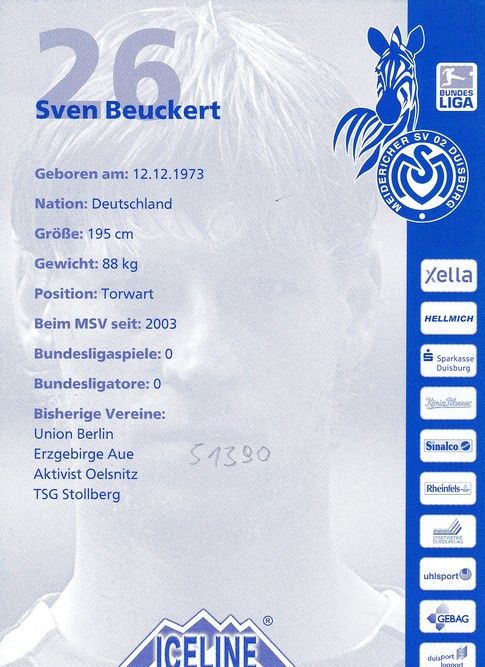 Autogramm Fussball | MSV Duisburg | 2005 | Sven BEUCKERT 