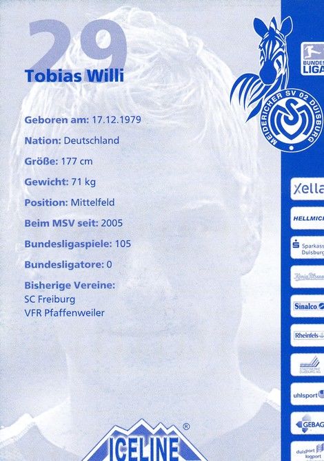 Autogramm Fussball | MSV Duisburg | 2005 | Tobias WILLI