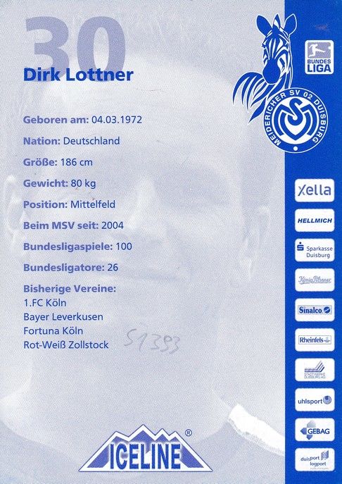Autogramm Fussball | MSV Duisburg | 2005 | Dirk LOTTNER