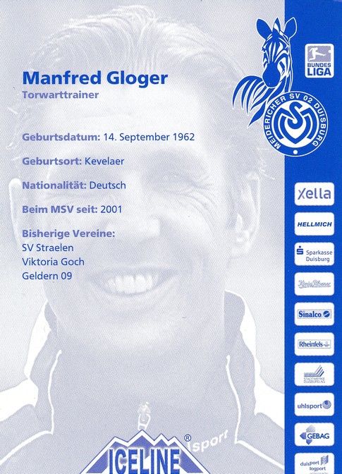Autogramm Fussball | MSV Duisburg | 2005 | Manfred GLOGER