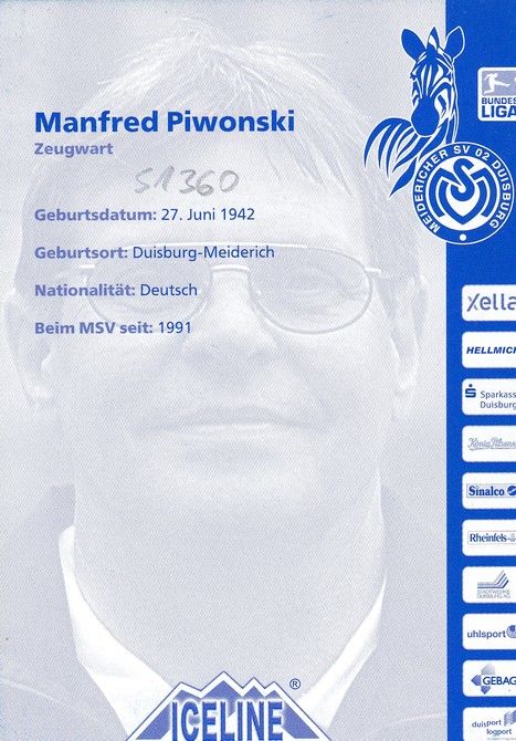 Autogramm Fussball | MSV Duisburg | 2005 | Manfred PIWONSKI 