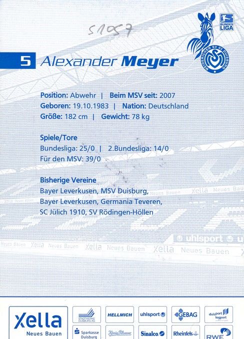 Autogramm Fussball | MSV Duisburg | 2007 | Alexander MEYER