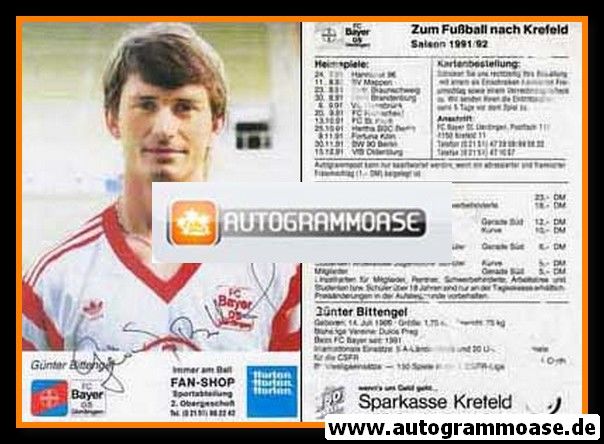 Autogramm Fussball | KFC Uerdingen 05 | 1991 | Günter BITTENGEL