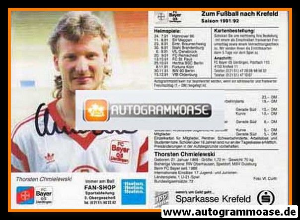 Autogramm Fussball | KFC Uerdingen 05 | 1991 | Thorsten CHMIELEWSKI