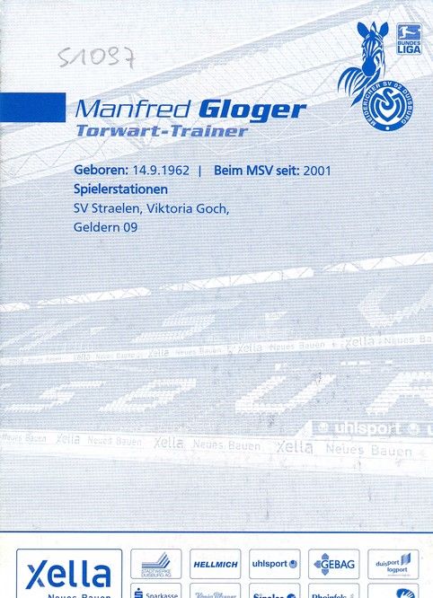 Autogramm Fussball | MSV Duisburg | 2007 | Manfred GLOGER