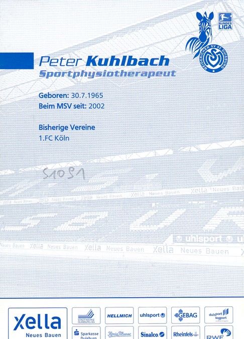 Autogramm Fussball | MSV Duisburg | 2007 | Peter KUHLBACH