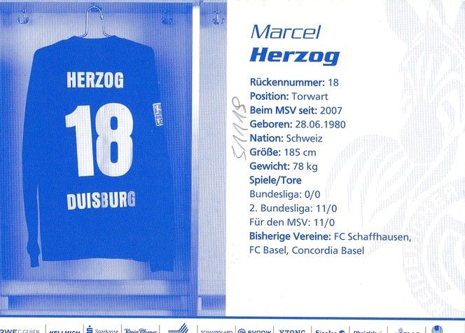 Autogramm Fussball | MSV Duisburg | 2009 | Marcel HERZOG 