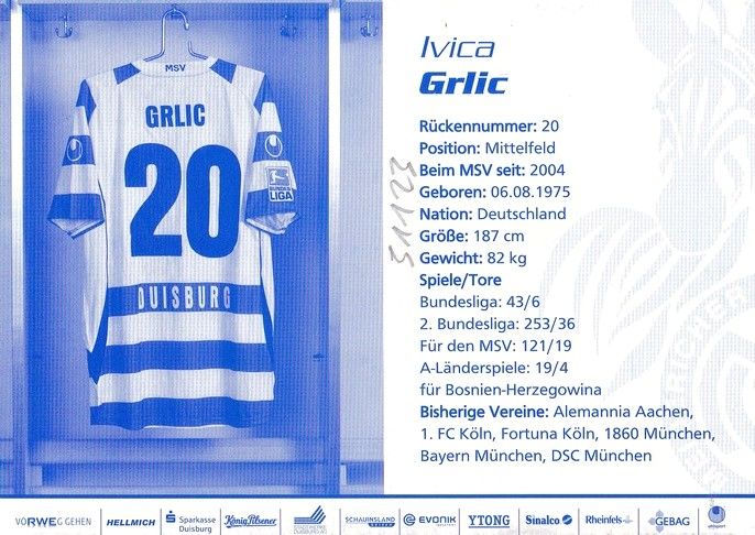 Autogramm Fussball | MSV Duisburg | 2009 | Ivica GRLIC 