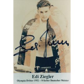 Autogramm Radsport | Edi ZIEGLER | 1952 Foto (Siegerehrung Color) OS-Bronze