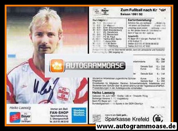 Autogramm Fussball | KFC Uerdingen 05 | 1991 | Heiko LÄSSIG