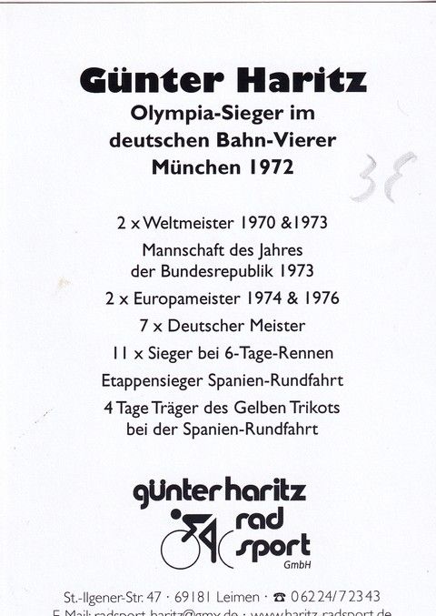 Autogramm Radsport | Günter HARITZ | 1970er Retro (Collage Color) OS-Gold