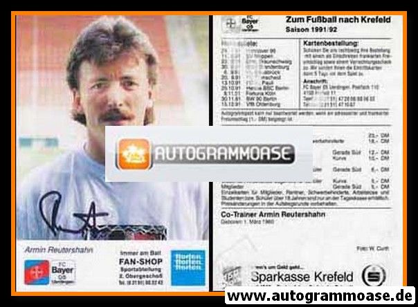 Autogramm Fussball | KFC Uerdingen 05 | 1991 | Armin REUTERSHAHN