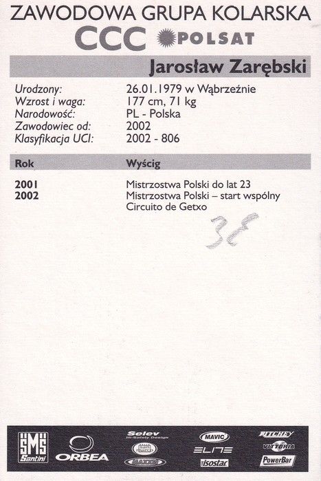 Autogramm Radsport | Jaroslaw ZAREBSKI | 2003 (Portrait Color CCC)