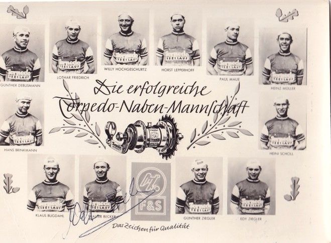 Autogramm Radsport | Walter BECKER | 1950er (Team-Collage SW) Torpedo