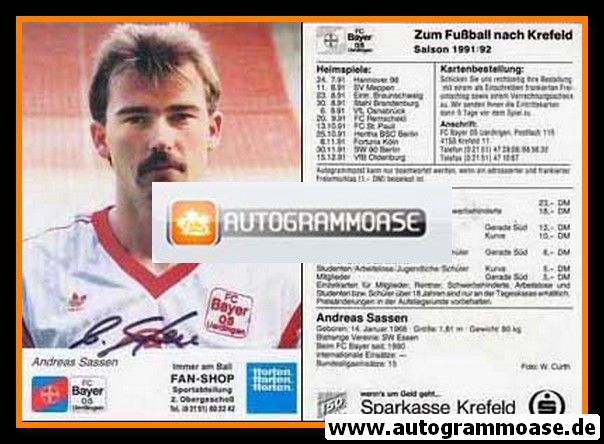 Autogramm Fussball | KFC Uerdingen 05 | 1991 | Andreas SASSEN