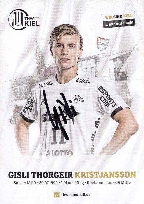 Autogramm Handball | THW Kiel | 2018 | Gisli Thorgeir KRISTJANSSON