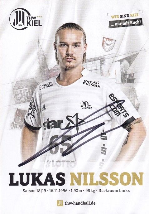 Autogramm Handball | THW Kiel | 2018 | Lukas NILSSON