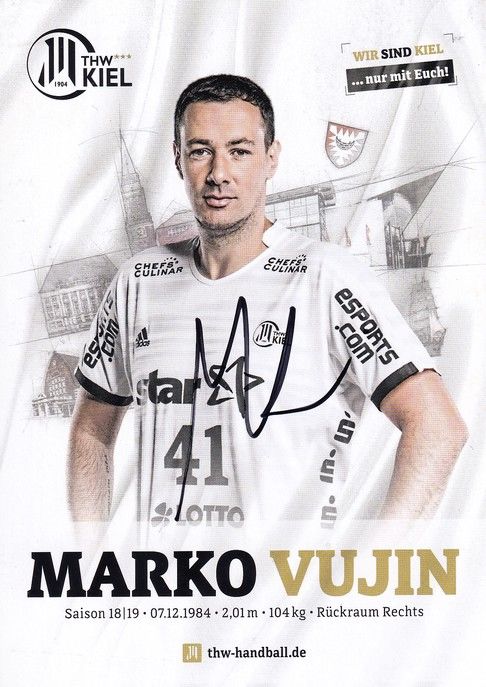 Autogramm Handball | THW Kiel | 2018 | Marko VUJIN