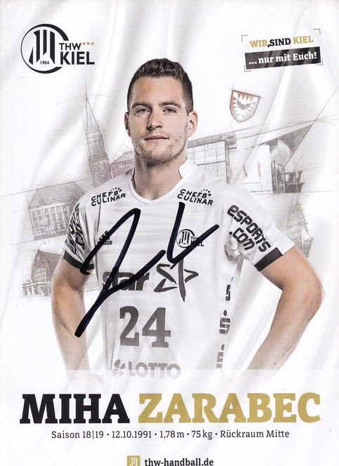 Autogramm Handball | THW Kiel | 2018 | Miha ZARABEC