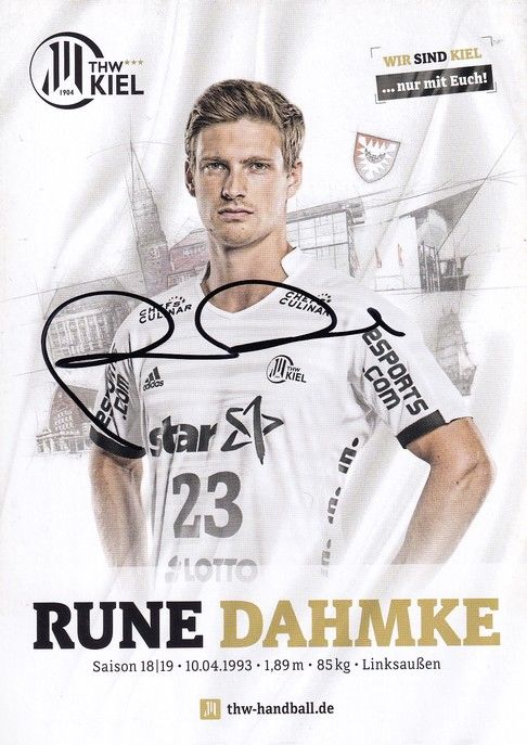Autogramm Handball | THW Kiel | 2018 | Rune DAHMKE