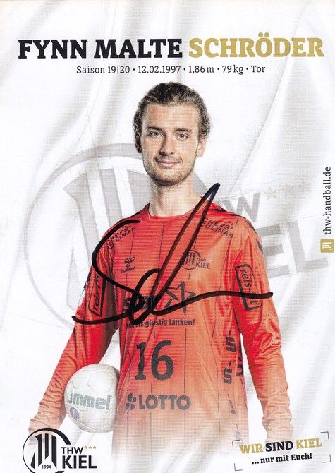 Autogramm Handball | THW Kiel | 2019 | Fynn Malte SCHRÖDER