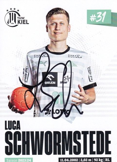 Autogramm Handball | THW Kiel | 2023 | Luca SCHWORMSTEDE