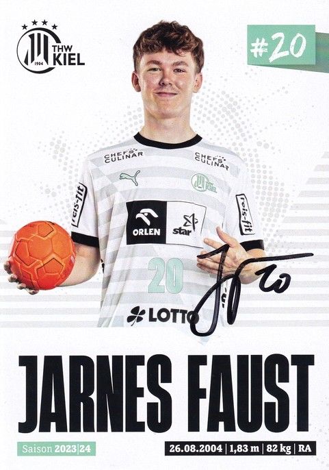 Autogramm Handball | THW Kiel | 2023 | Jarnes FAUST