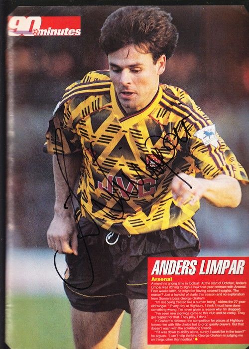 Autogramm Fussball | Arsenal London | 1990er | Anders LIMPAR (Spielszene Color XL) 90 Minutes