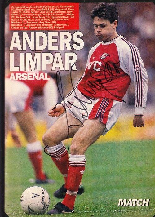 Autogramm Fussball | Arsenal London | 1990er | Anders LIMPAR (Spielszene Color XL) Match
