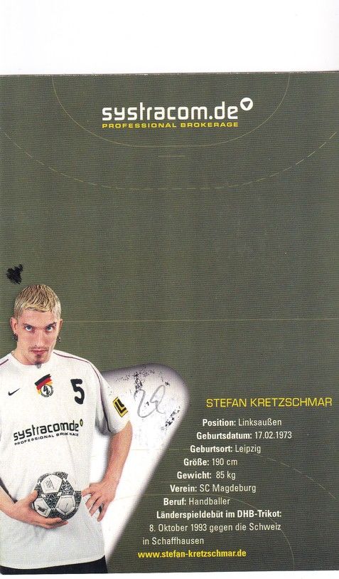 Autogramm Handball | DHB | 1990er | Stefan KRETZSCHMAR (Portrait Color) Systracom