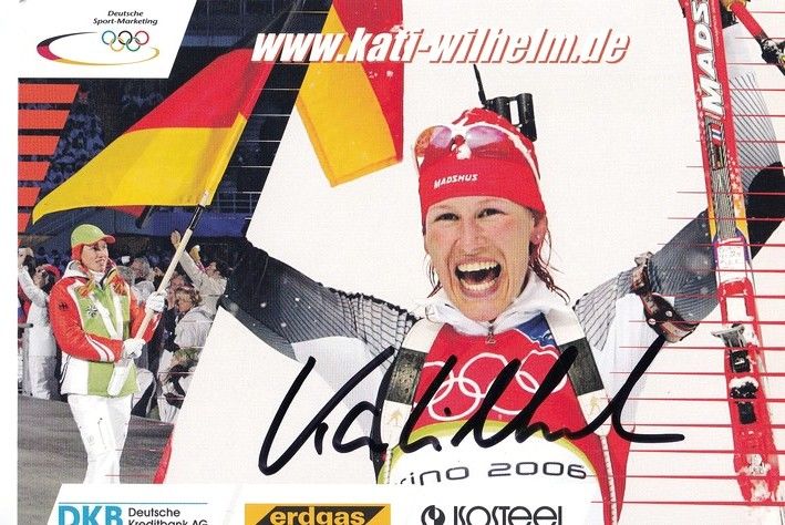 Autogramm Biathlon | Kati WILHELM | 2006 (Collage Color DSM) OS-Gold