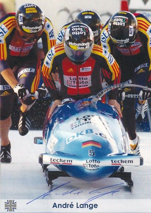 Autogramm Bob | Andre LANGE | 2004 (Startszene Color Bundeswehr) OS-Gold