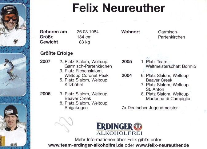 Autogramm Ski Alpin | Felix NEUREUTHER | 2007 (Rennszene Color) Erdinger