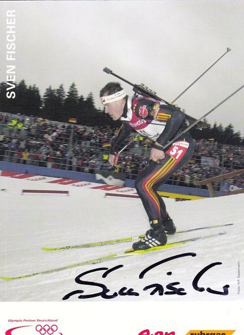Autogramm Biathlon | Sven FISCHER | 2000er Rennszene Color EON) OS-Gold