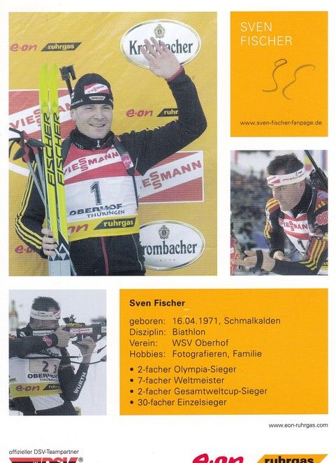 Autogramm Biathlon | Sven FISCHER | 2000er Rennszene Color EON) OS-Gold