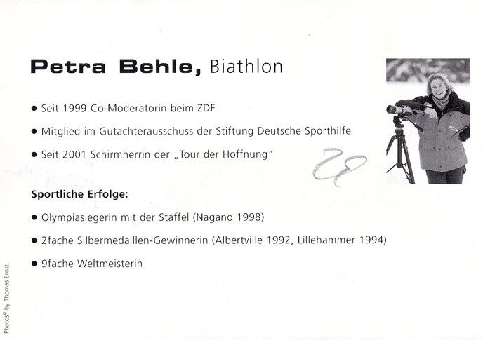 Autogramm Biathlon | Petra BEHLE | 2000er (Portrait Color Zeiss) OS-Gold