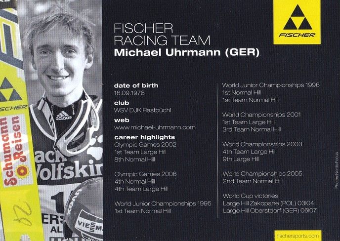 Autogramm Skispringen | Michael UHRMANN | 2007 (Sprungszene Color Fischer) OS-Gold
