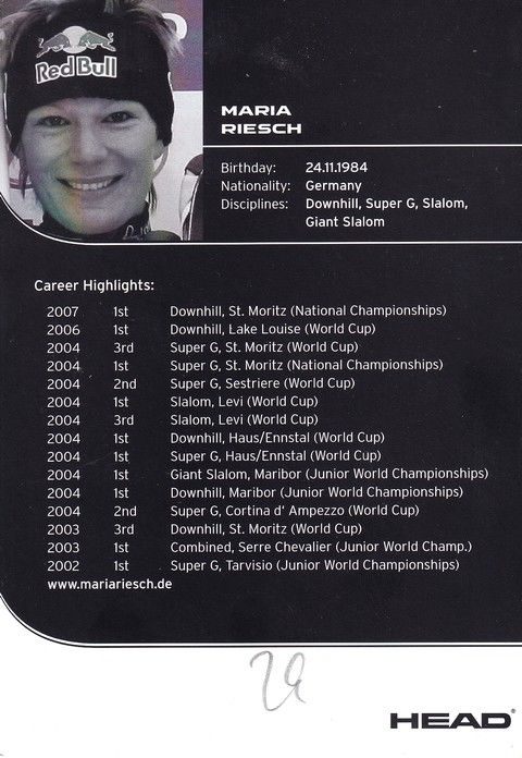 Autogramm Ski Alpin | Maria RIESCH | 2007 (Rennszene Color Head) OS-Gold