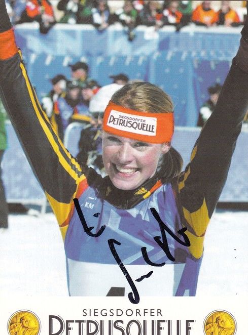 Autogramm Biathlon | Evi SACHENBACHER | 2002 (Portrait Color Petrusquelle) OS-Gold