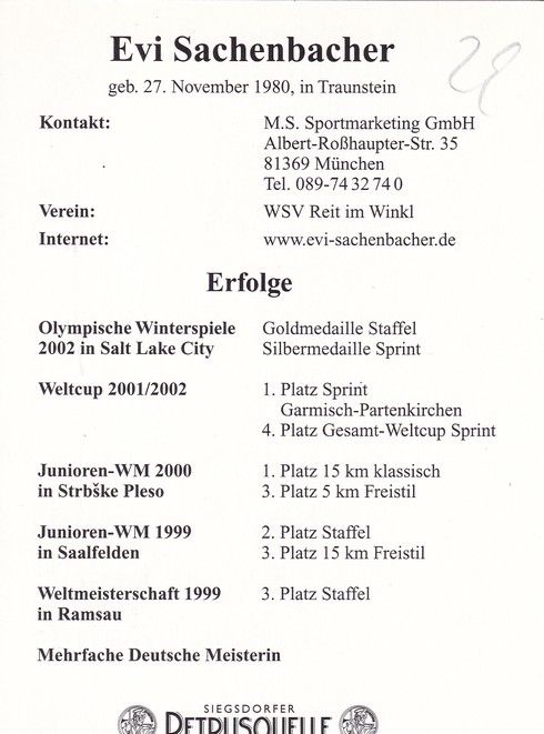 Autogramm Biathlon | Evi SACHENBACHER | 2002 (Portrait Color Petrusquelle) OS-Gold