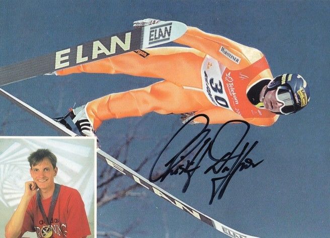Autogramm Skispringen | Christof DUFFNER | 1990er (Collage Color Sparkasse 2) OS-Gold