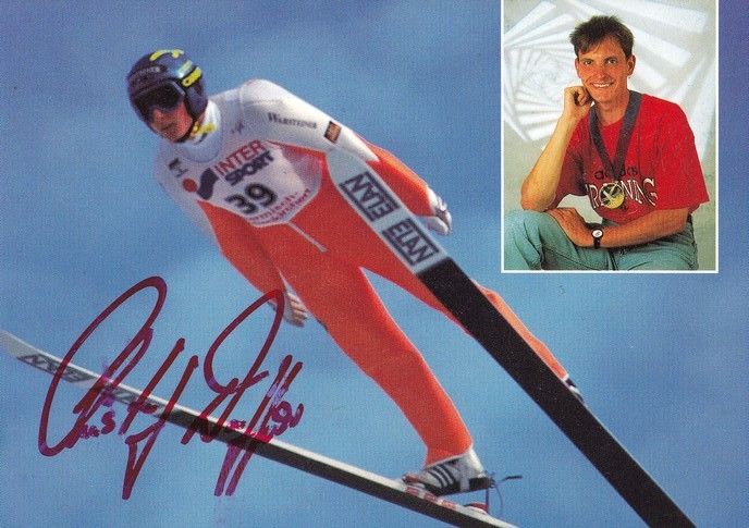 Autogramm Skispringen | Christof DUFFNER | 1990er (Collage Color Sparkasse 3) OS-Gold