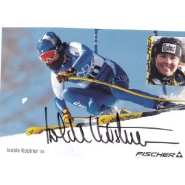 Autogramm Ski Alpin | Isolde KOSTNER | 2002 (Rennszene Color Fischer) OS-Silber