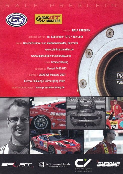 Autogramm Tourenwagen | Ralf PRESSLEIN | 2000er (Portrait Color) GT3