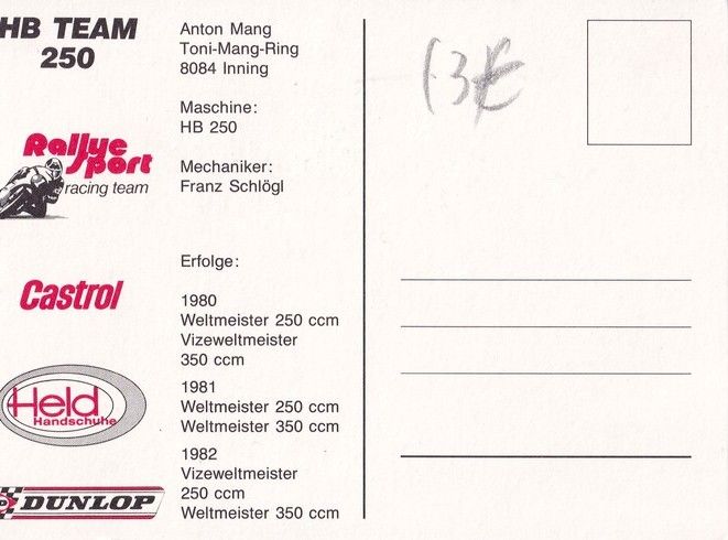 Autogramm Motorrad | Anton MANG | 1982 (Collage Color) HB Team