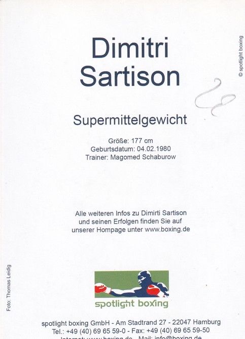 Autogramm Boxen | Dimitri SARTISON | 2003 (Portrait Color Spotlight) Leidig